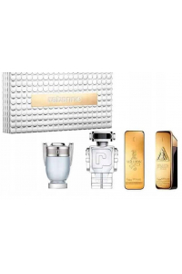 Paco Rabanne Homme Miniatures Set PHANTOM edt 5ml + INVICTUS edt 5ml + 1 MILLION 5ml + 1MILLION ELIXIR Parfum Intense 5ml pre mužov Obrázok pre Paco Rabanne Homme Miniatures Set PHANTOM edt 5ml + INVICTUS edt 5ml + 1 MILLION 5ml + 1MILLION ELIXIR Parfum Intense 5ml pre mužov